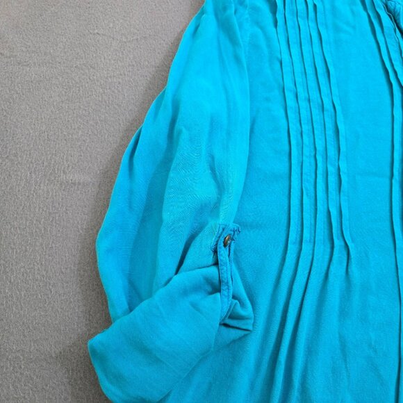 Soft Surroundings Women L Pintuck Tunic Roll Tab Sleeve Blouse - Picture 3 of 11